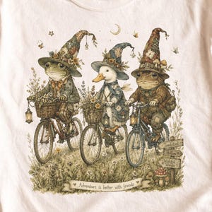 Adventure is Better With Friends PNG, Cottagecore Frogs & Duck on Bikes Digital Download, Whimsical Woodland Animals Art for Sublimation