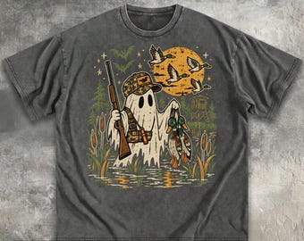 Duck Hunting Ghost PNG, Spooky Hunter Sublimation Clipart, Retro Camo Duck Hunter, Halloween Outdoors Marsh Digital Download PNG Design