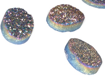 Grade AA Amazing 1 Piece Rainbow Titanium Oval 13x18mm Calibrated Druzy Druse Cabochon B84DR5700