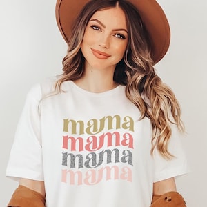 ママTシャツ、ママTシャツ、ママシャツ、ベーシックシャツ、ギフト、ギフトアイデア、これからママになる人への最高のギフト、若いママ、ママスタイル、ママルック、シンプルシック