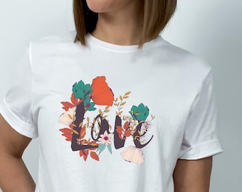 Love Shirt, Love Flower T-Shirt, Gift For Fiance, Engagement Shirt, Valentines Day T-Shirt, Cute Love Shirt, Lover Shirt