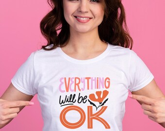 It’s Okay To Boho Floral Shirt, Positive Vibes Teacher Shirt, Motivational Mental Health Tee, Encouraging Gift T-Shirt