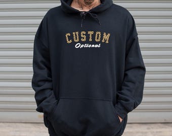 Custom Leopard Print Hoodie,Custom Leopard Print Sweatshirt, Personalized Cheetah Text Gift, Unisex Group Matching Name, Spirit Hoodie