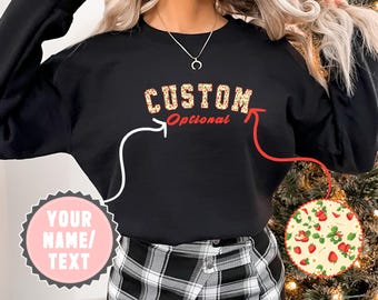 Custom Strawberry Letters Sweatshirt Personalized Strawberry Sweater Strawberry Coquette Letters Matching Sweatshirts For Schools Preppy