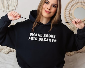 Small Boobs Big Dreams Hoodi,Boob Job Breast Surgery Recovery Gifts, Hoodie, Funny Jumper, Hooded Sweatshirt, Him Her, Unisex Sweater Shirt