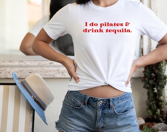 I Do Yoga and Drink Tequila Shirt, Funny Tequila Lover Tee, Pilates Margarita Top, Girls Weekend Tshirt