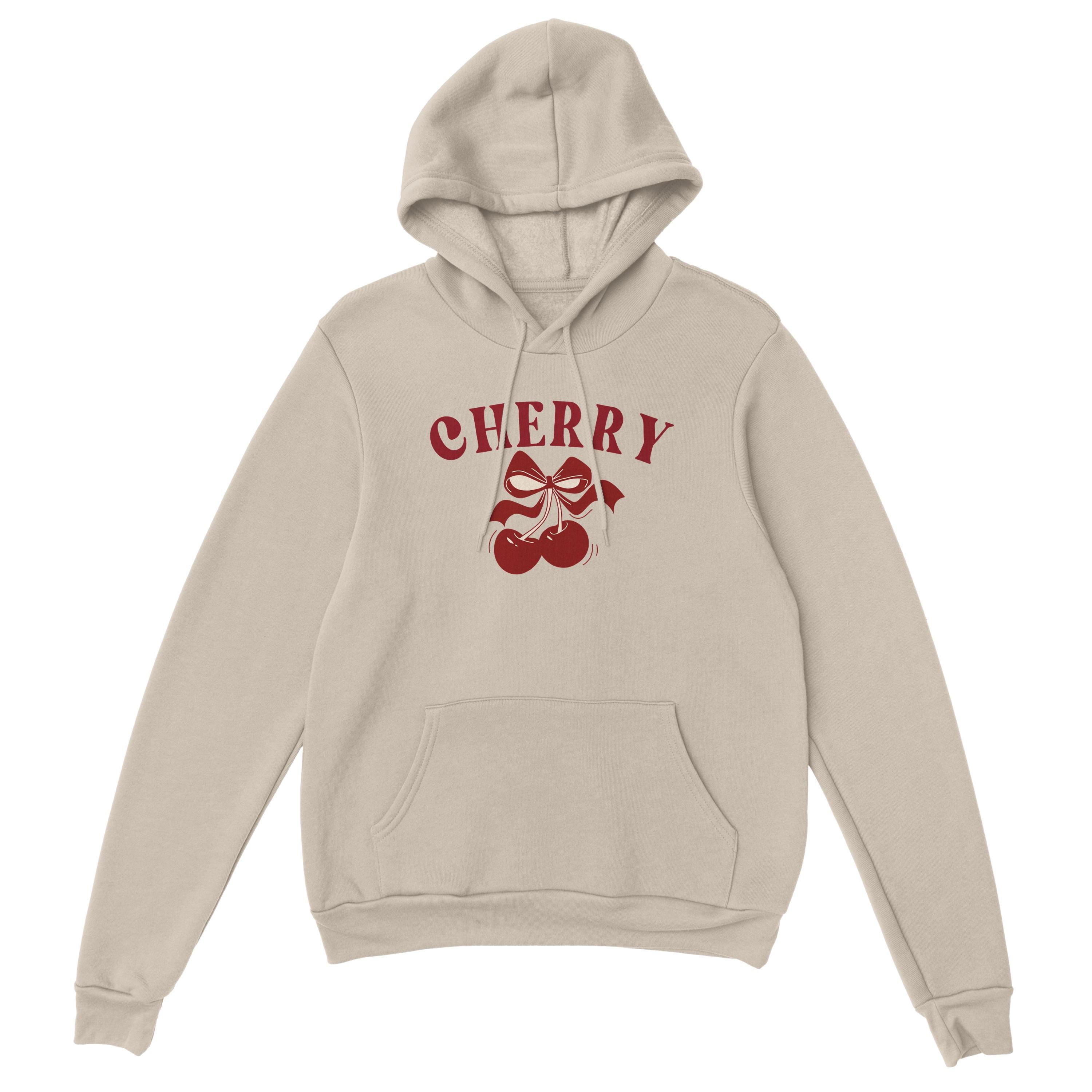 Cherry Bow Hoodie, Red Cherry and Bow Oversized Minimalist 
