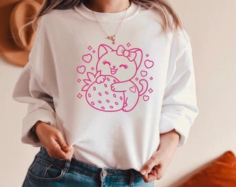 Kitty Hello-sweater en hoodie, Y2K-geïnspireerd bijpassend shirt, Hello Cat-shirt, kawaii-shirt, Kitty Group-shirt, Hello Cat verjaardagsshirt