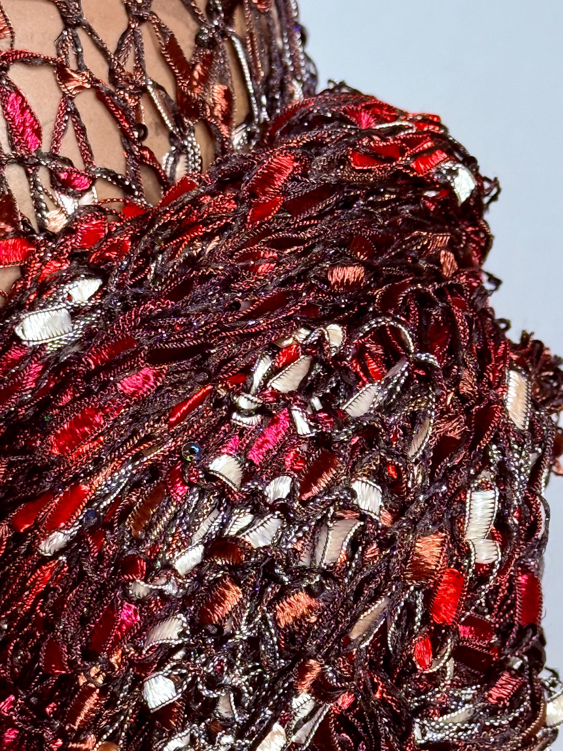 Beaded Silky Lace Head Wrap: Handmade With Sequins (red 