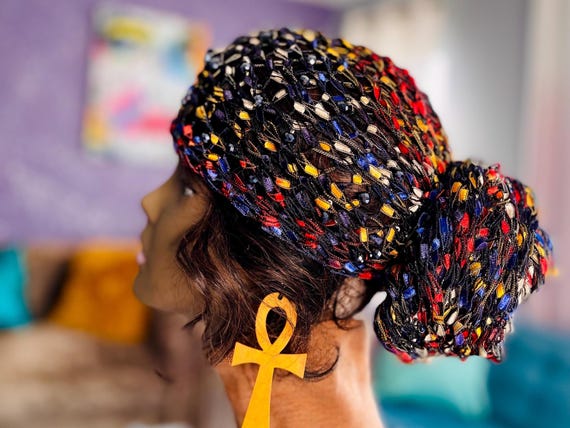 Beaded Sequin Head Wrap - Handmade With Shimmering Lace  display picture 1