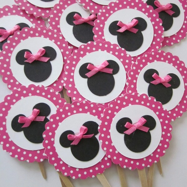 Girl Mouse Cupcake Toppers Dark Pink