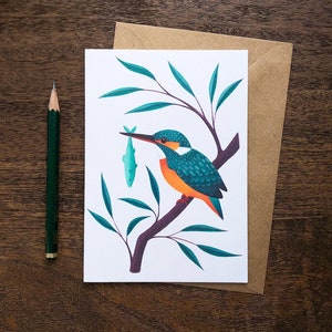 de voeux de martin-pêcheur | Illustration de la faune britannique | Carte pour notes A6 Oiseaux