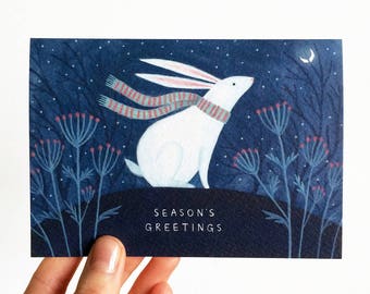 Winter Rabbit Christmas Card | 'Season's Greetings' Holiday Card