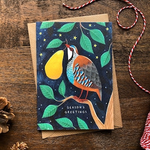 Partridge in a Pear Tree Christmas Card | 'Season's Greetings' | Illustrated Holiday Card