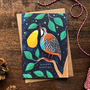 Partridge in a Pear Tree Christmas Card | 'Season's Greetings' | Illustrated Holiday Card