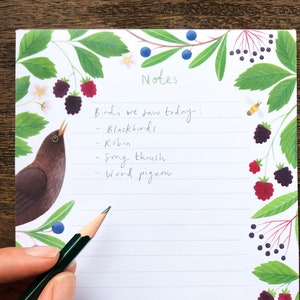 Notepad Blackbirds Berries Illustrated A5 List Pad/Planner image 2