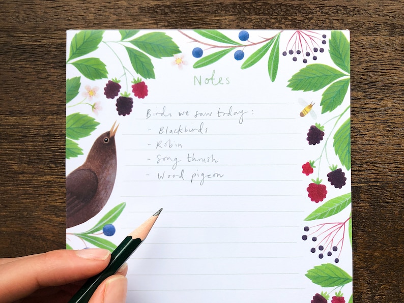 Notepad Blackbirds Berries Illustrated A5 List Pad/Planner image 2