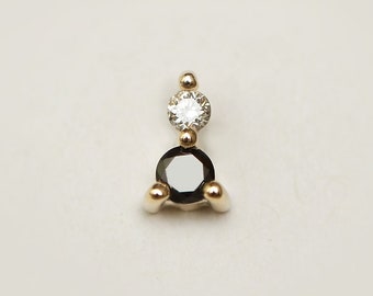 Black And White Diamond Stud - minimalist natural white diamond gold stud earring