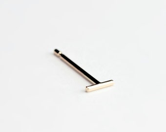 Essential - dash gold earring - minimalist gold bar stud earring