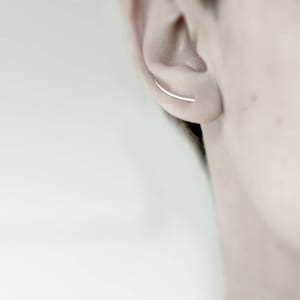 Line 03 - silver ear climber earring - minimalist sterling silver ear climber earring