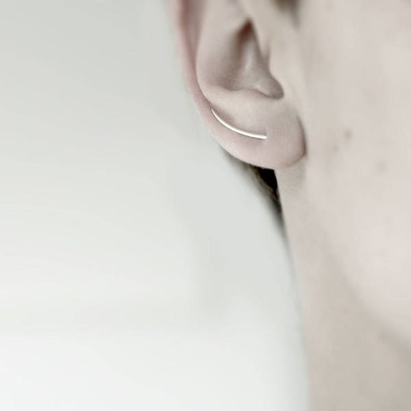 Line 03 - silver ear climber earring - minimalist sterling silver ear climber earring