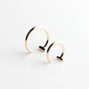 Essential dash hoop earring minimalist gold bar hoop earring image 1