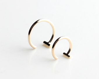 Essential - dash hoop earring - minimalist gold bar hoop earring