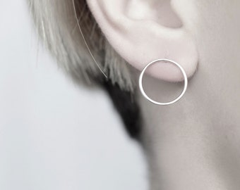 Circles - silver earrings - sterling silver circle stud earrings - minimalist earrings