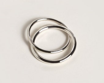 Silver lovers ring - sterling silver double band - silver double ring