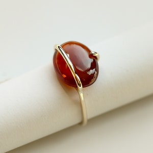 Banded garnet ring natural hessonite garnet ring statement ring image 1