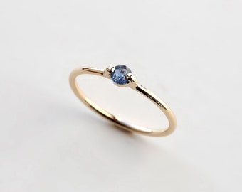 Sapphire solitaire ring - natural deep blue sapphire solitaire ring - engagement ring