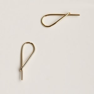 Small Safety Pin Earrings - gold hoop like earring - yellow gold small safety pin hoop earring
