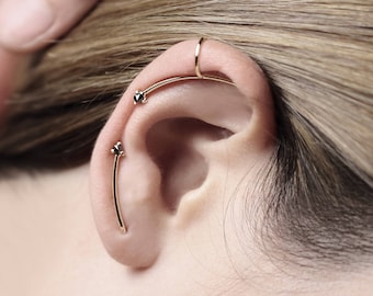 Reverse - black diamond ear cuff - minimalist gold ear cuff earring