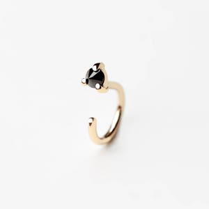 Reverse - black diamond hug earring - natural black diamond gold wrap hug earring