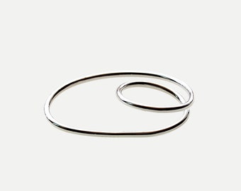 BOLD - Orbit double finger ring - sterling silver continuous loop double finger ring