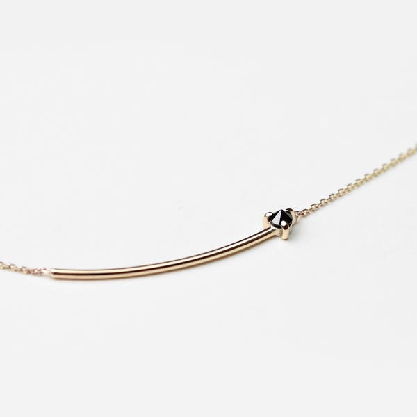 Reverse - double black diamond necklace - natural double black diamond gold necklace