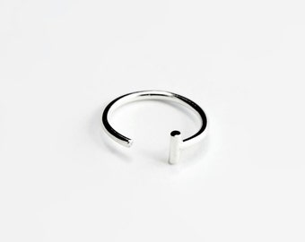 Essential - silver dash earring - minimalist sterling silver bar hoop earring