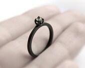 Micro thorn - aquamarine oxidized silver ring - natural brazilian aquamarine oxidized sterling silver ring - minimalist engagement ring
