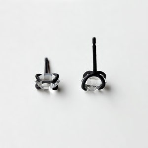 Xx herkimer diamond oxidized silver earrings natural herkimer diamond oxidized sterling silver stud earrings image 2