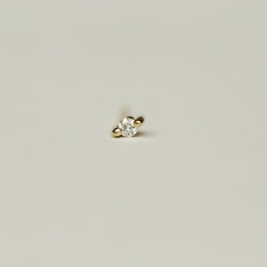 White Diamond Stud minimalist natural white diamond gold stud earring image 6