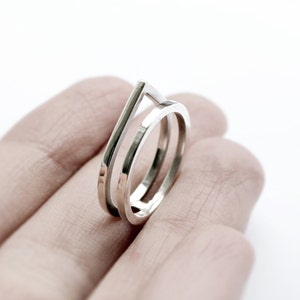 Paired silver double ring minimalist sterling silver pointy double ring image 2