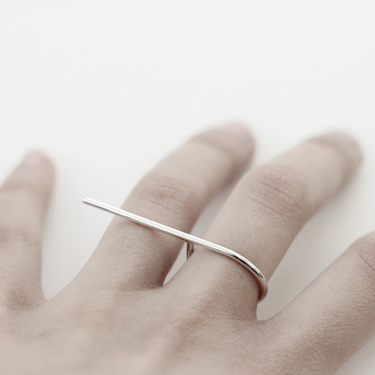 Line Silver Bar Ring Minimalist Sterling Silver Long Bar Etsy