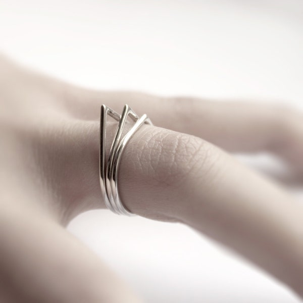 Thorns - three silver stacking rings - three sterling silver pointy stacking rings - minimalist ring set