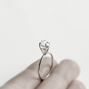 Eye - herkimer diamond silver ring - natural herkimer diamond sterling silver ring - unique engagement ring