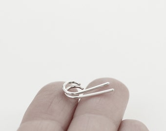 Line 02 - silver earring - minimalist sterling silver hook wrap earring