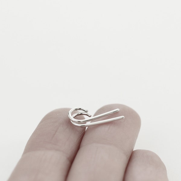 Line 02 - silver earring - minimalist sterling silver hook wrap earring