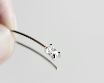 Eye - herkimer diamond silver earring - natural herkimer diamond sterling silver ear climber earring