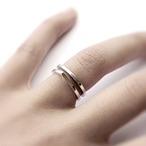 Paired silver double ring minimalist sterling silver pointy double ring image 4