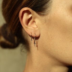 Small Safety Pin Earrings silver hoop like earring silver small safety pin hoop earring image 7