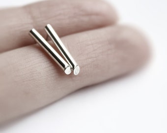 Line - silver bar earrings - sterling silver bar stud earrings - minimalist earrings